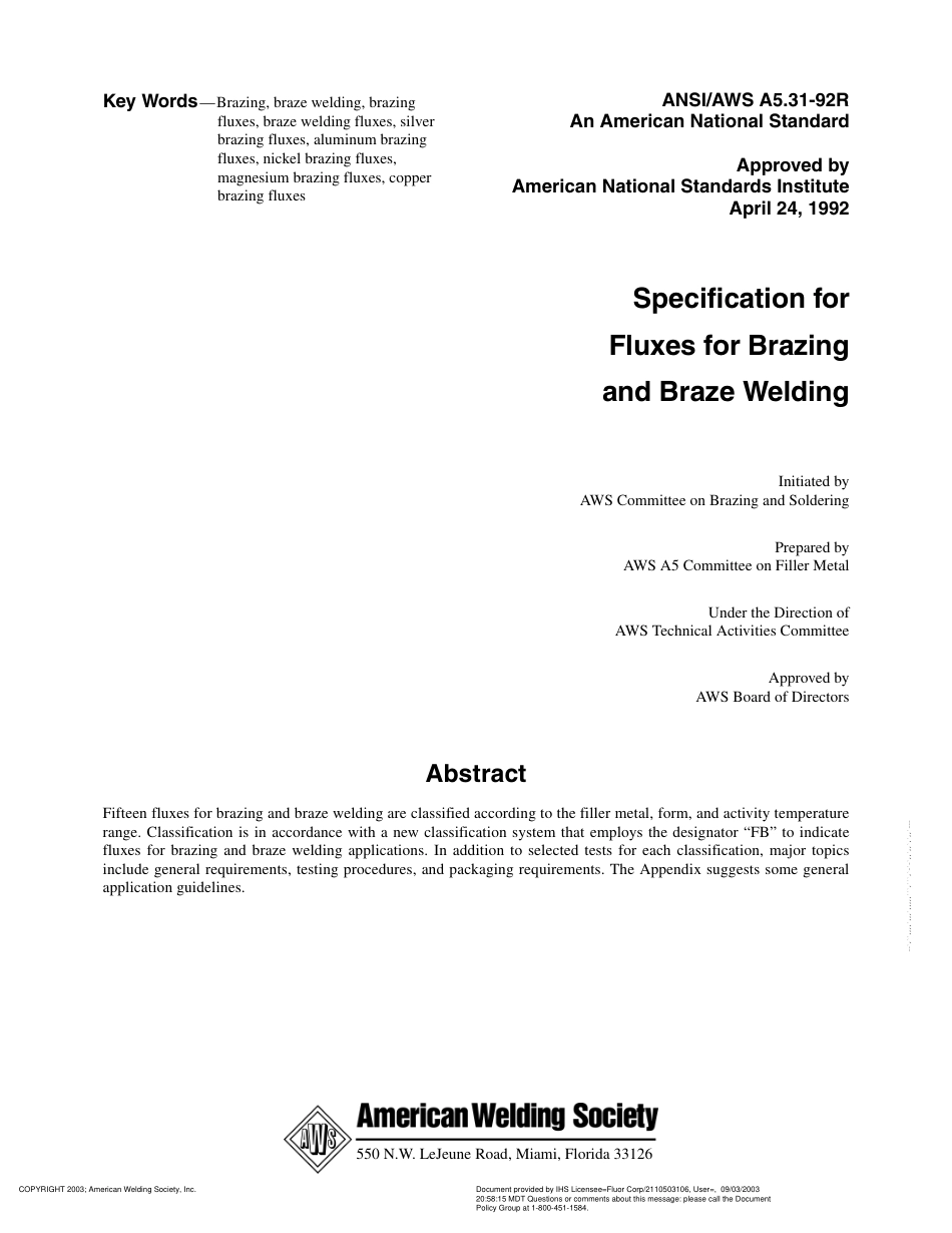 AWS A5.31-92R Specification for Fluxes for Brazing and Braze Welding.pdf_第2页