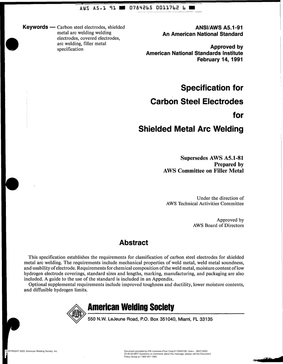 AWS A5.1-91 Specification for Carbon Steel Electrodes for Shielded Metal Arc Welding.pdf_第2页