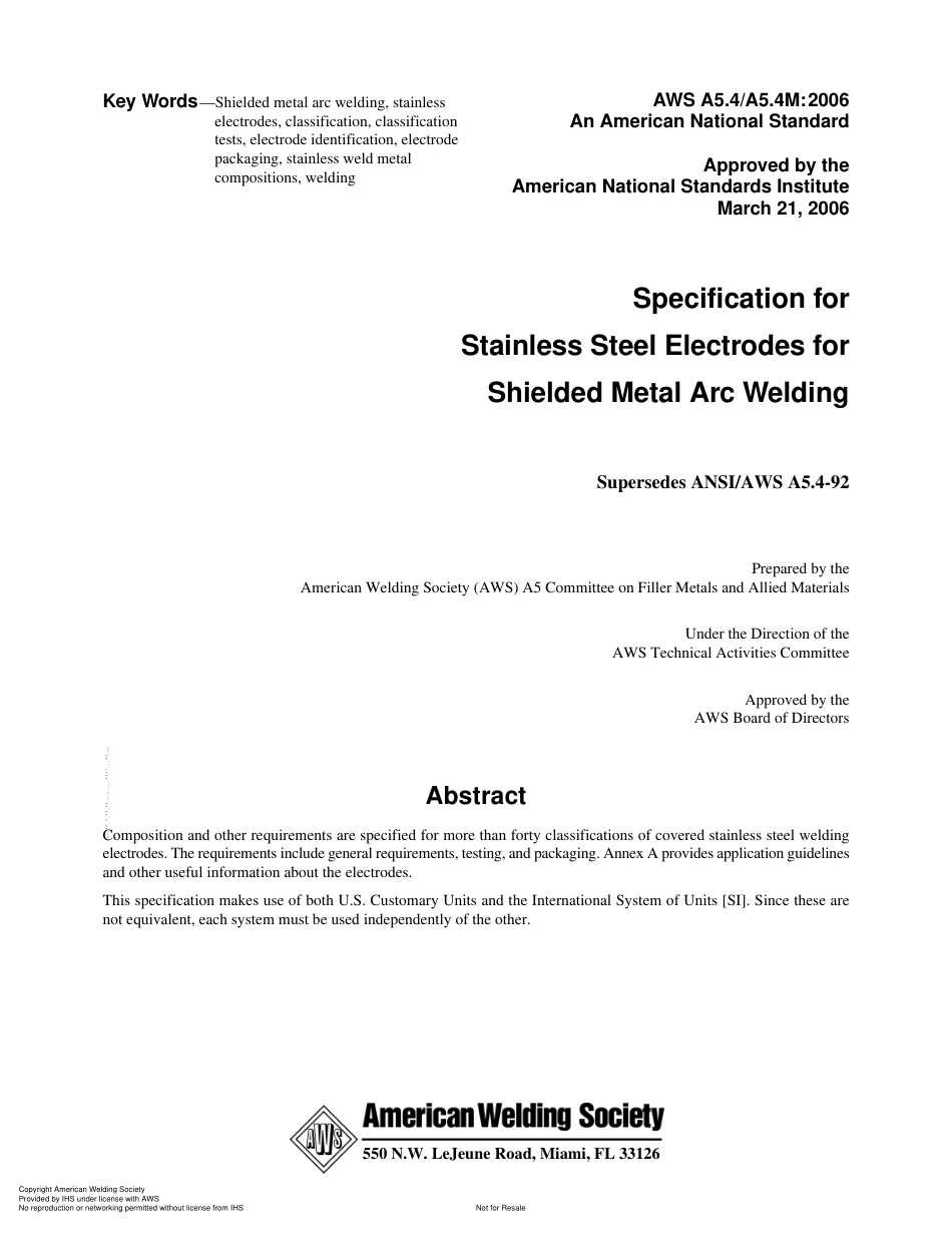 AWS A5.4-2006 保护金属电弧焊用不锈钢焊接焊条.pdf_第2页