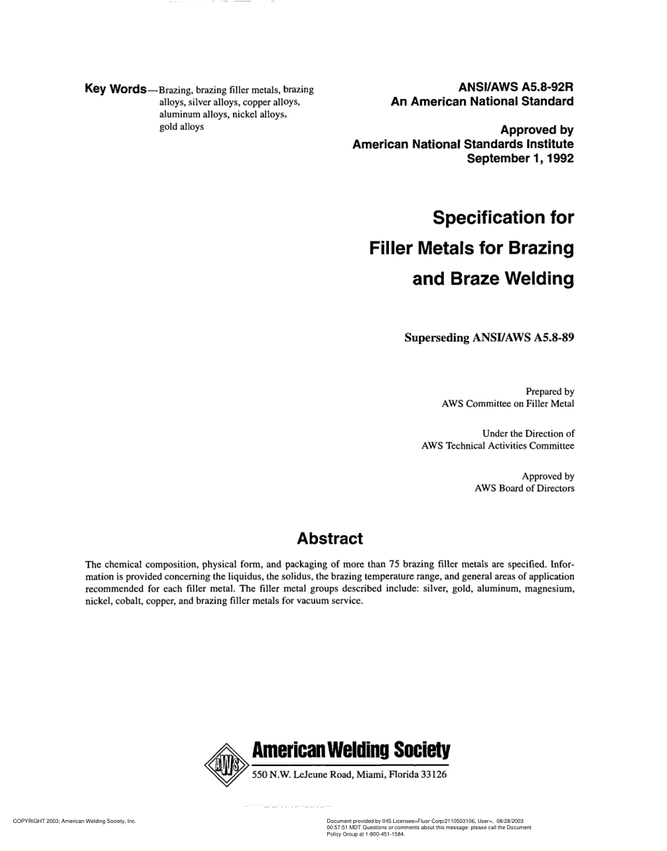 AWS A5.8-92R Specification for Filler Metals for Brazing and Braze Welding.pdf_第2页