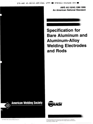 AWS A5.10-99 Specification for Bare Aluminum and Aluminum -Alloy Welding Electrodes and Rods.pdf