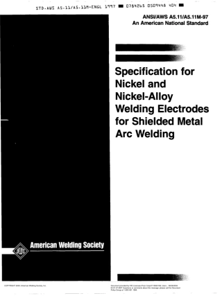 AWS A5.11-97 Specification for Nickel and Nickel-Alloy Welding Electrodes for Shielded Metal Arc Welding.pdf