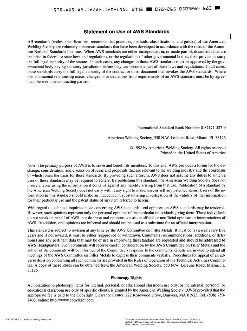 AWS A5.12-A5.12M-1998 电弧焊接和切割用钨及钨合金焊条.pdf_第3页