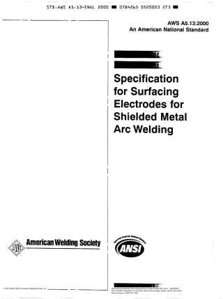 AWS A5.13-2000 Specification for Surfacing Electrodes for Shielded Metal Arc Welding.pdf