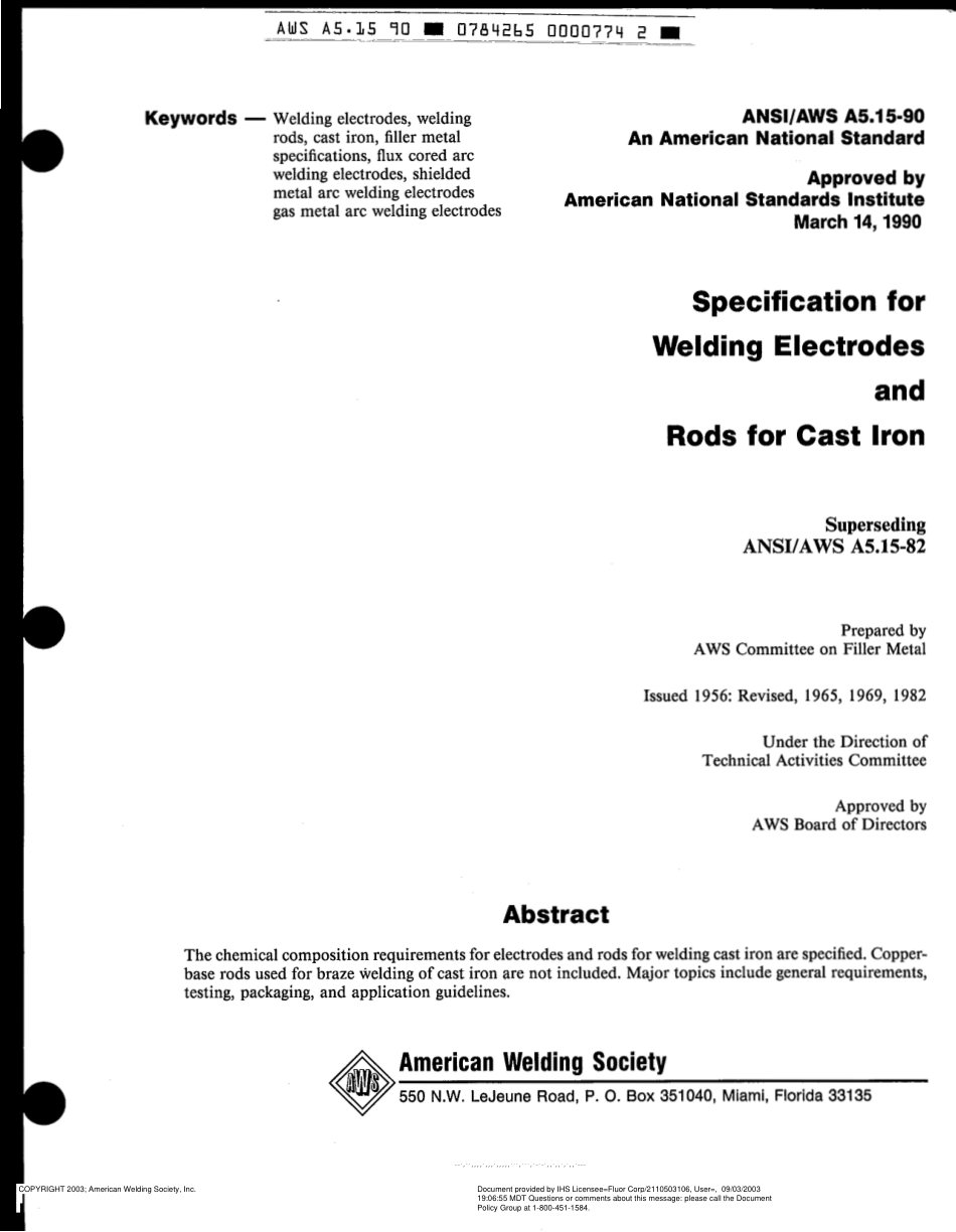 AWS A5.15-90 Specification for Welding Electrodes and Rods for Cast Iron.pdf_第3页