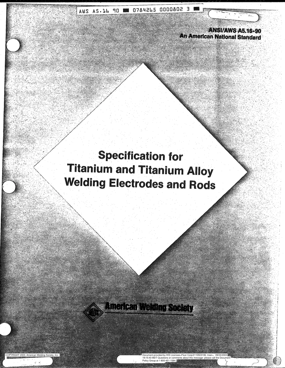 AWS A5.16-90 Specification for Titanium and Titanium Alloy Welding Electrodes and Rods R(1997).pdf_第1页