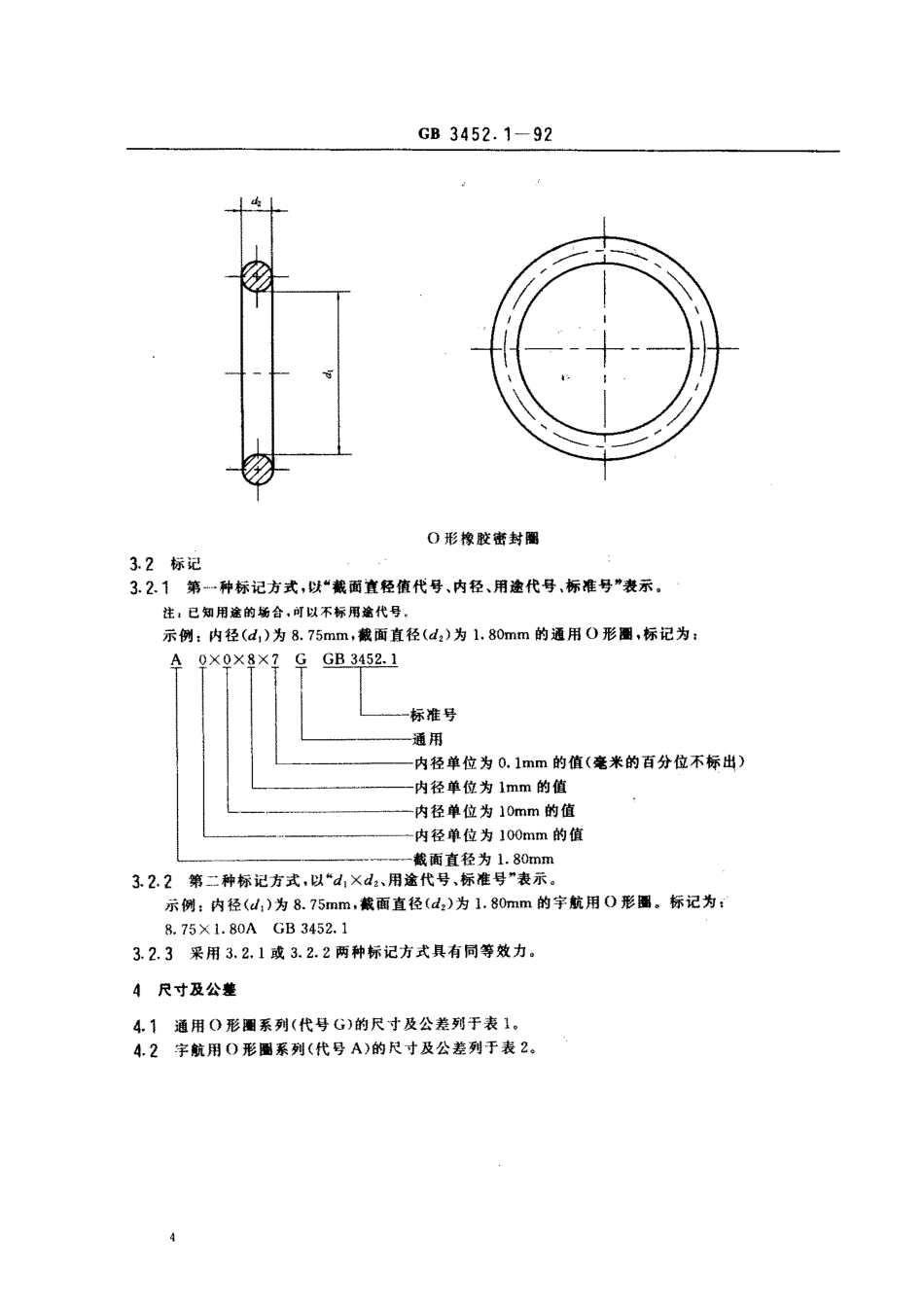 GB 3452[1].1-1992液压气动用0形橡胶密封圈尺 寸 系 列 及 公 差.pdf_第2页