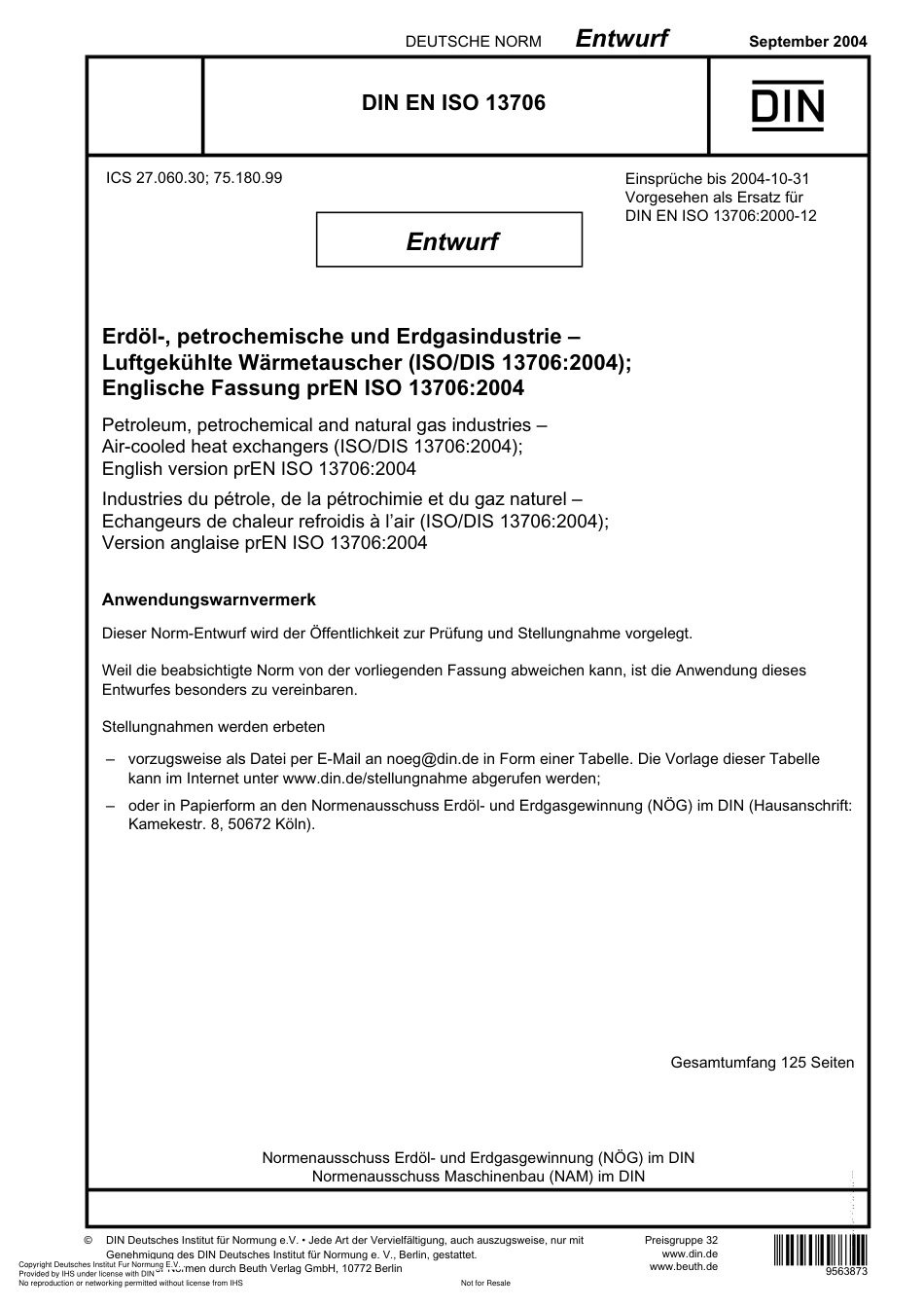 DIN EN ISO 13706-2006  石油、石化和天然气工业.风冷热交换器.pdf_第1页