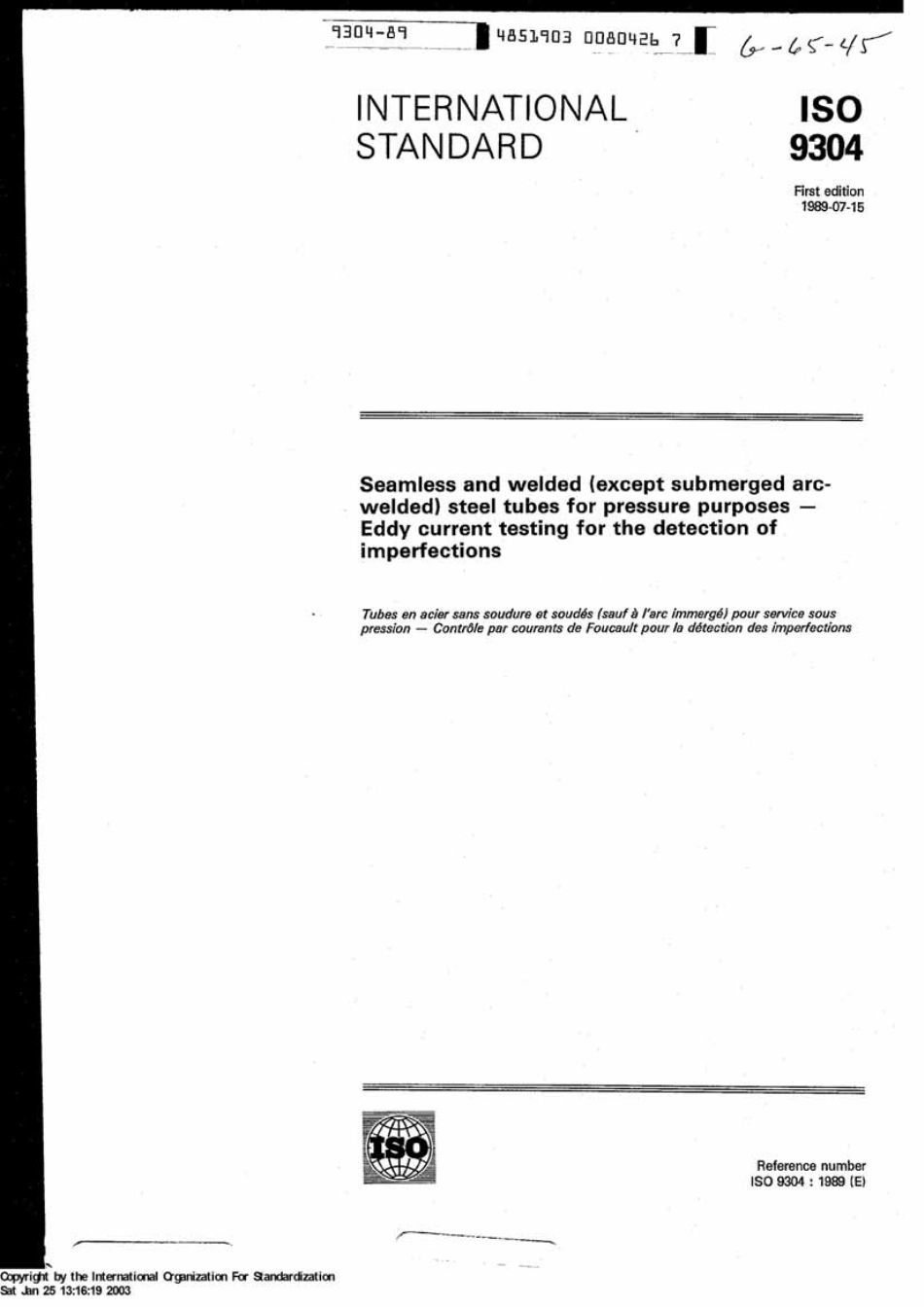 ISO9304-89 EN 无缝和焊接钢管涡流探伤.pdf_第1页