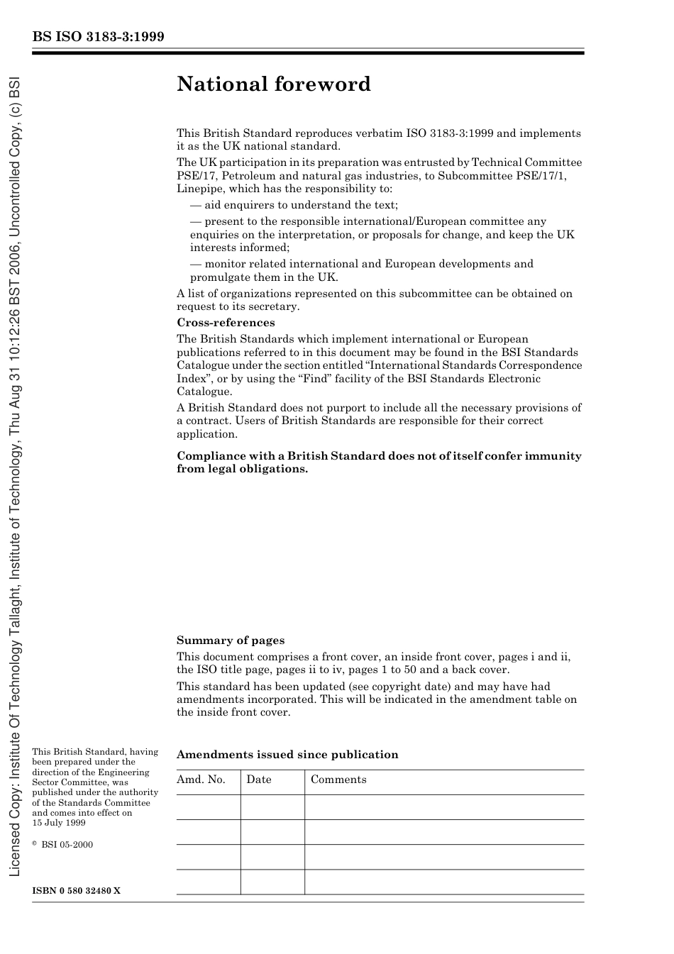 BS ISO 3183-3-1999 EN Petroleum and natural gas industries--Steel pipe for pipelines — Technical delivery conditions —Part 3 Pipes of requirement class C.pdf_第2页