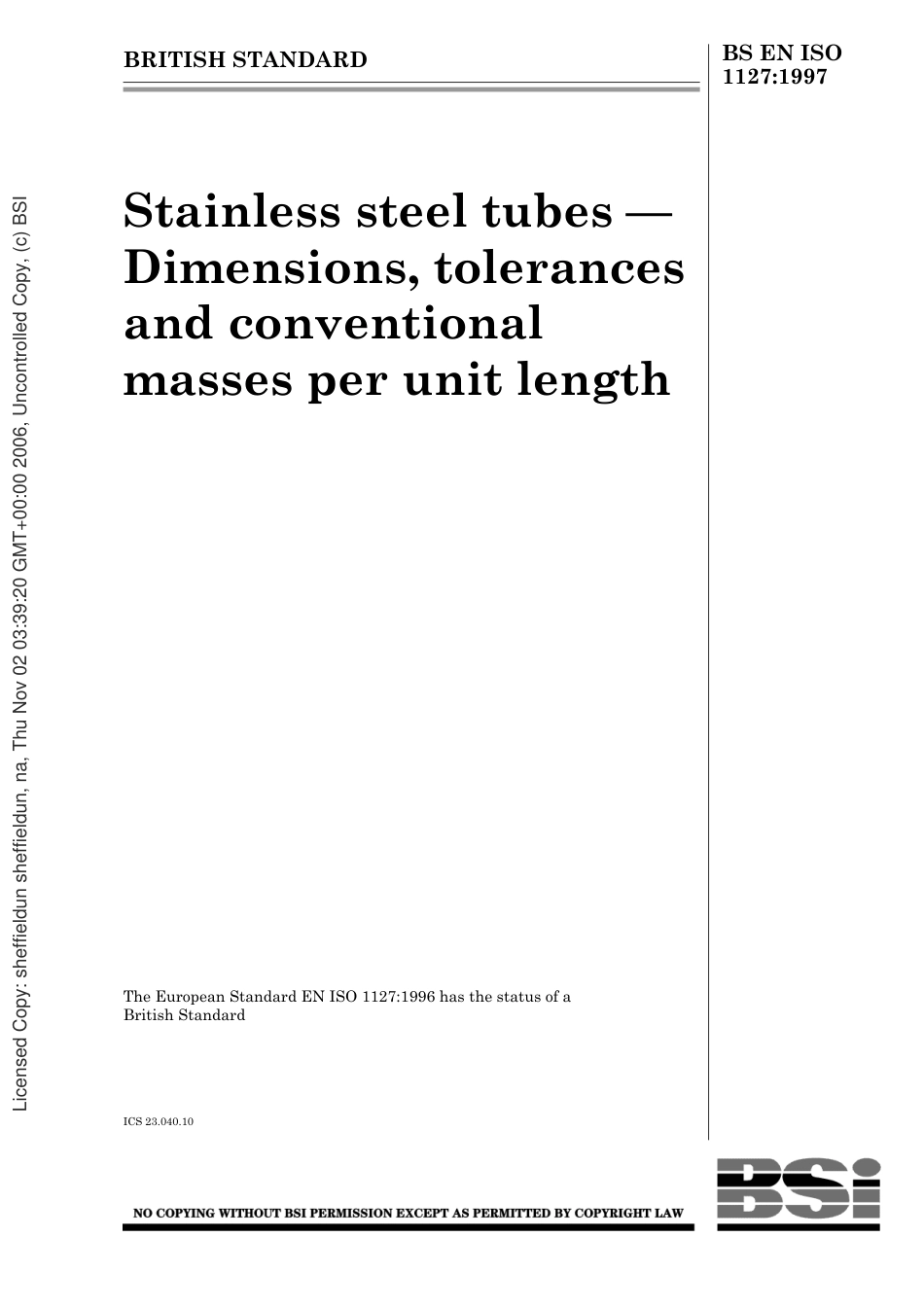 EN ISO 1127-97 不锈钢管尺寸及公差.pdf_第1页