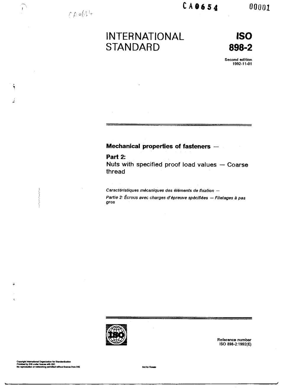 ISO 898-2-92 紧固件机械性能-螺母.pdf_第1页
