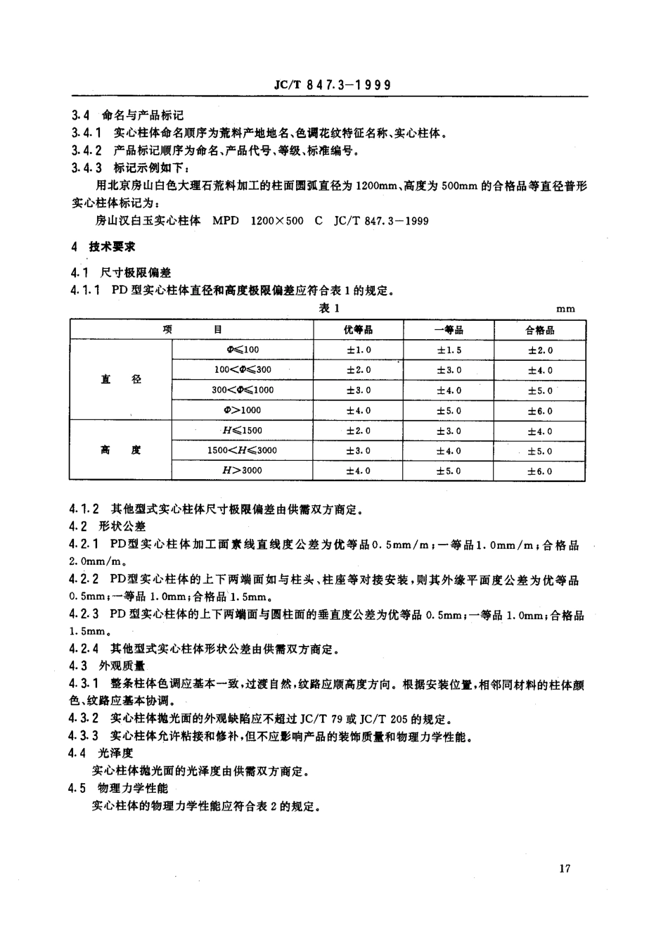 JCT 847.3-1999 异型装饰石材 第3部分：实心柱体.pdf_第2页
