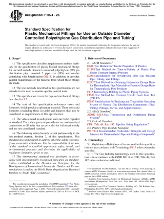 ASTM F1924-25 Standard Specification for Plastic Mechanical Fittings for Use on Outside Diameter Controlled Polyethylene Gas Distribution Pipe and Tubing.pdf