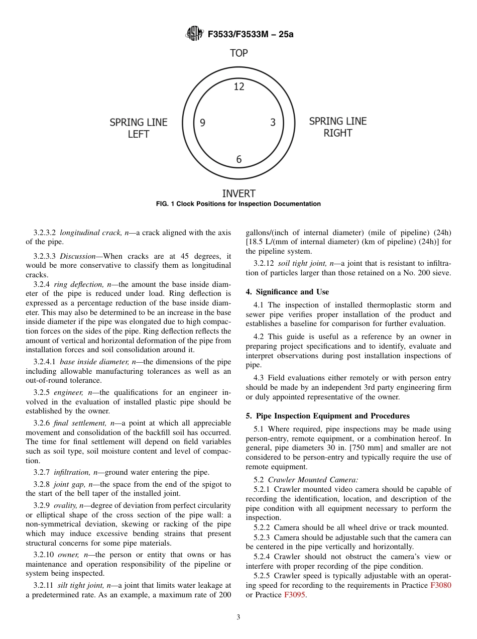 ASTM F3533-25a Standard Guide for Inspection and Acceptance of Installed Thermoplastic Storm and Sanitary Sewer Pipe.pdf_第3页