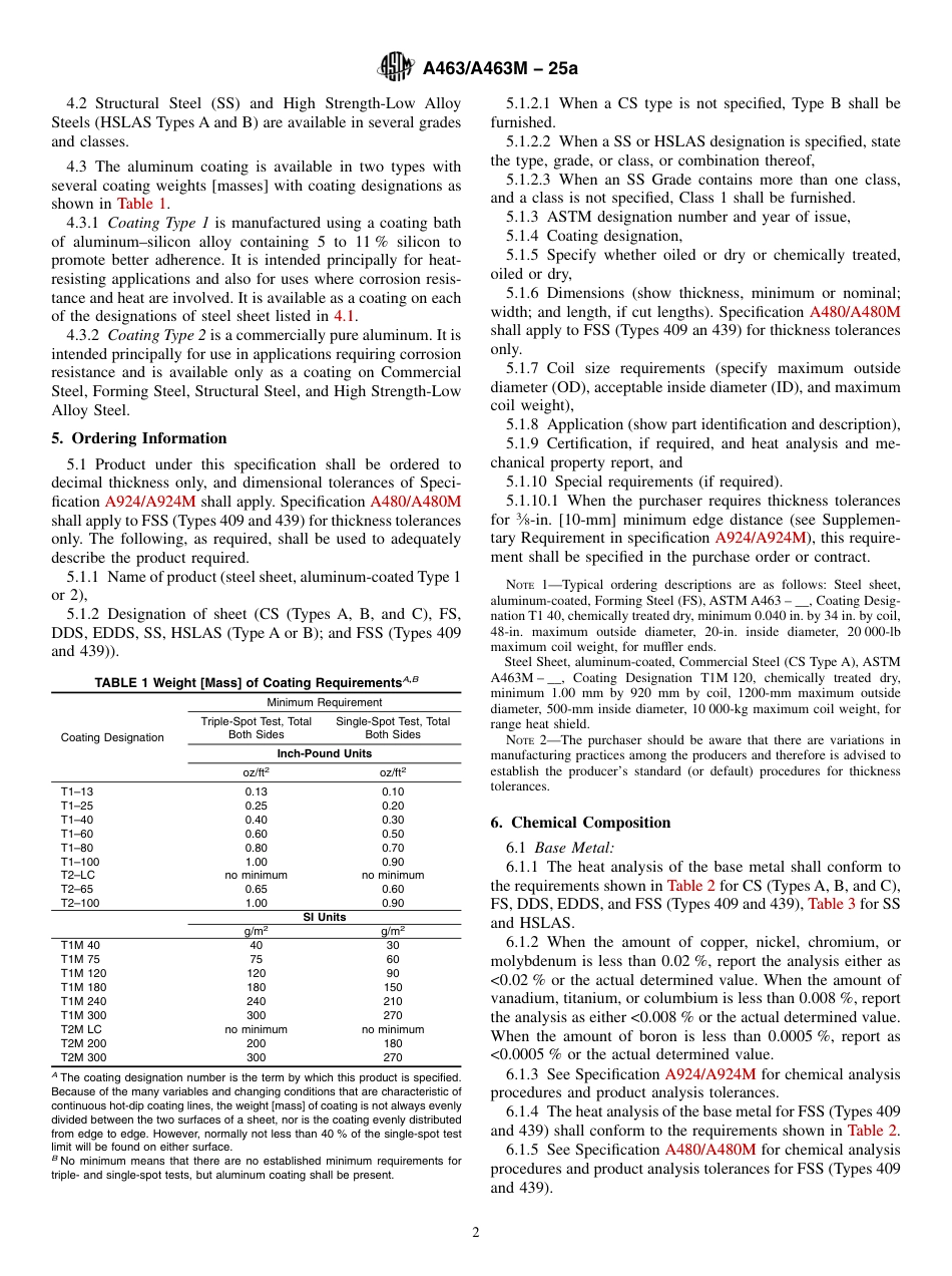 ASTM A463-25a Standard Specification for Steel Sheet Aluminum-Coated by the Hot-Dip Process.pdf_第2页