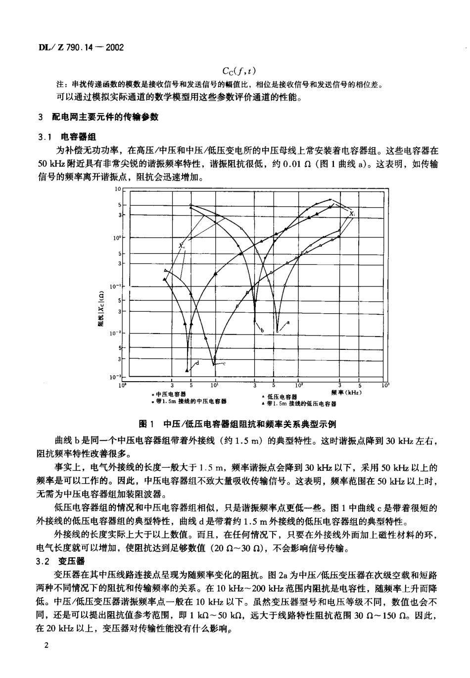DLZ 790.14-2002 采用配电线载波的配电自动化 第1-4部分：总则中低压配电线载波传输参数.pdf_第3页