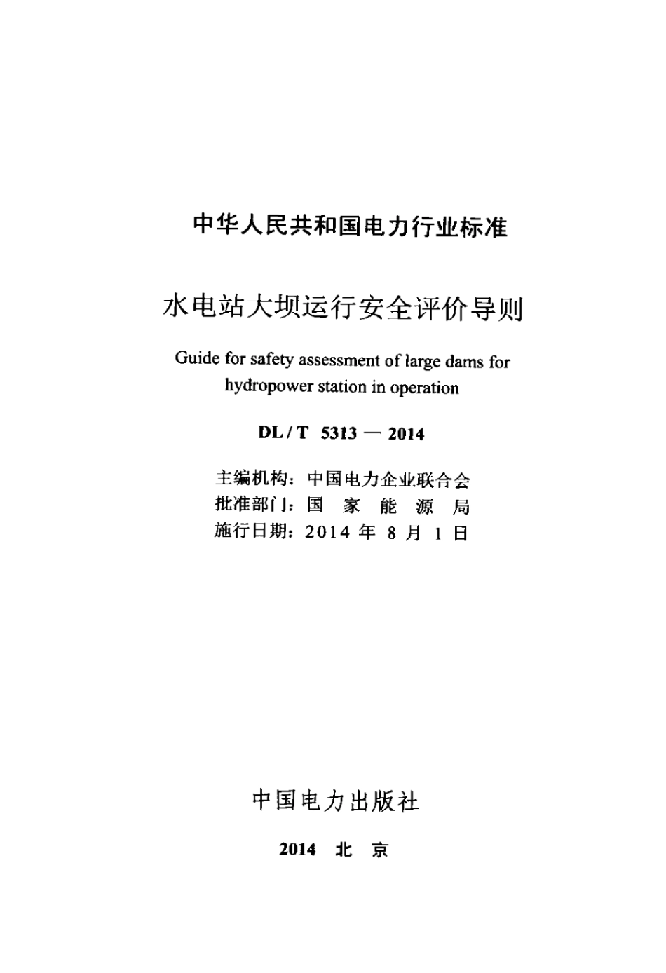 DLT 5313-2014 水电站大坝运行安全评价导则.pdf_第2页