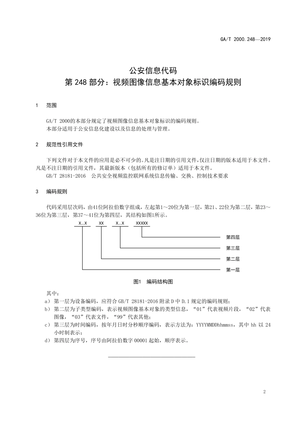 GA∕T 2000.248-2019 信息代码 第248部分：视频图像信息基本对象标识编码规则.pdf_第3页