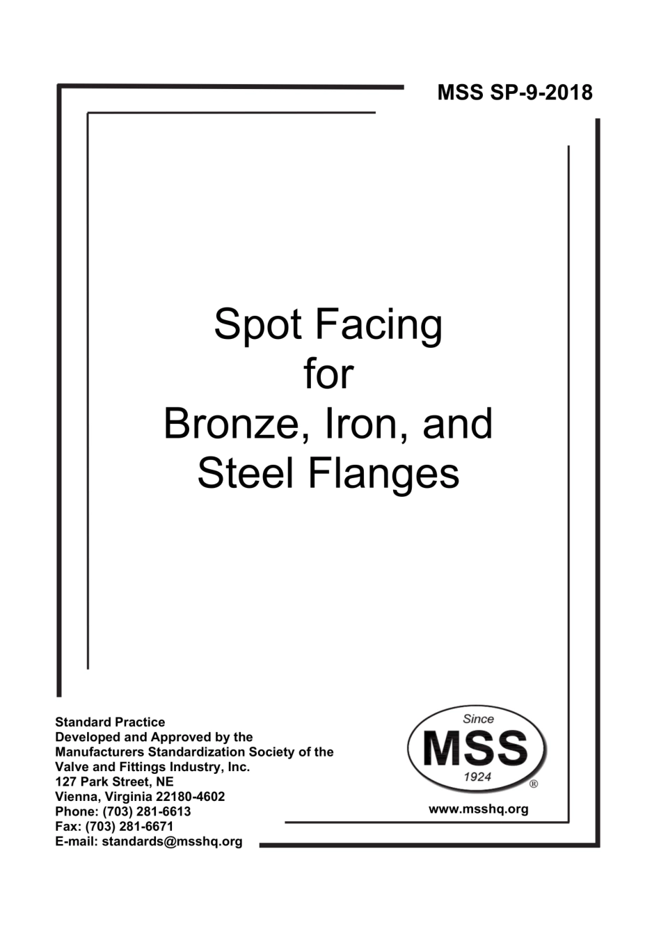 MSS SP-9-2018 青铜、铁和钢制法兰的孔口平面.pdf_第1页