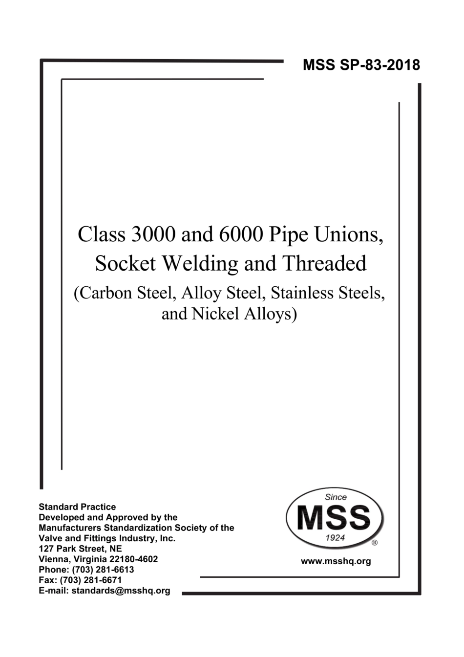 MSS SP-83-2018 3000~6000级承插焊式和螺纹式钢管活接头.pdf_第1页