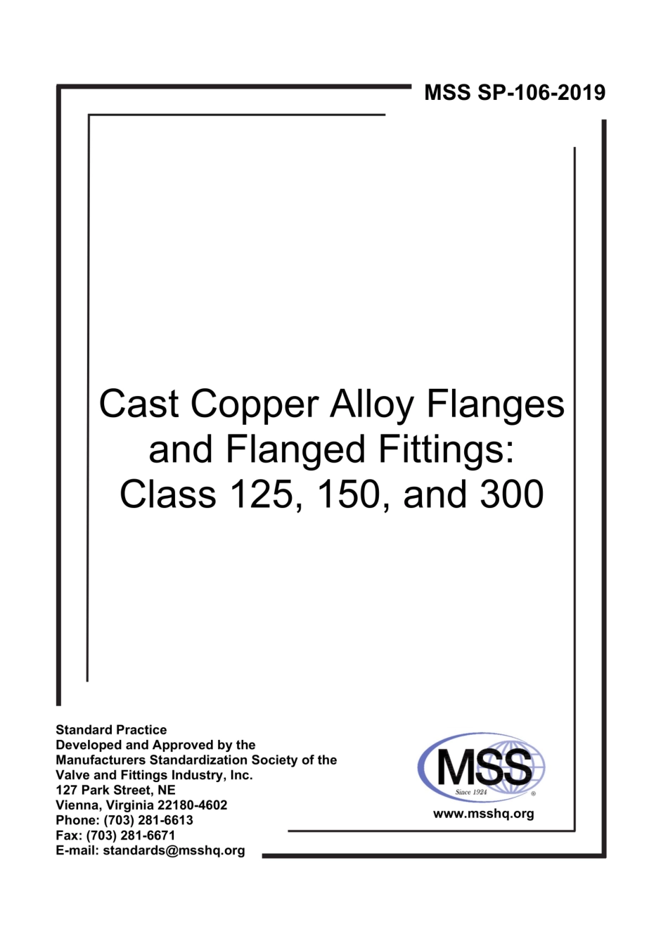 MSS SP-106-2019 125、150和300级铸造铜合金法兰和法兰配件.pdf_第1页