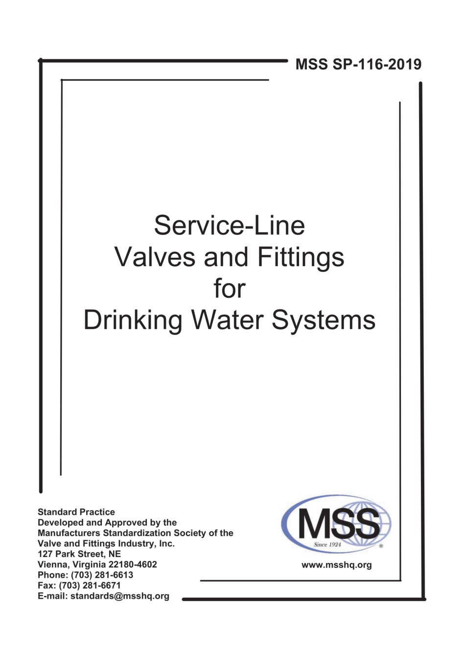 MSS SP-116-2019 服务专线阀门和配件饮用水系统.pdf_第1页