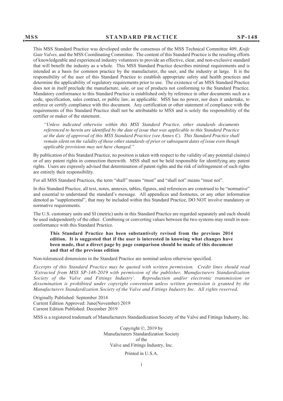 MSS SP-148-2019 低压法兰或凸耳碳钢、铸铁或球墨铸铁，铸造或制造，无阀盖，无衬里刀闸阀.pdf_第2页