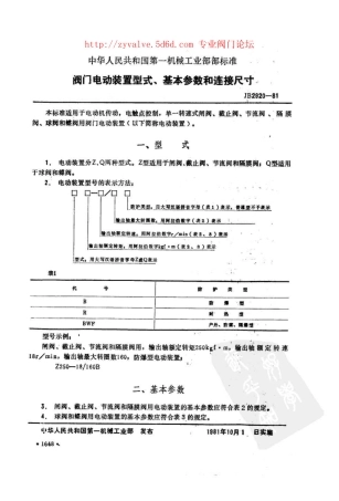 JB 2920-81 阀门电动装置型式、基本参数和连接尺寸.pdf