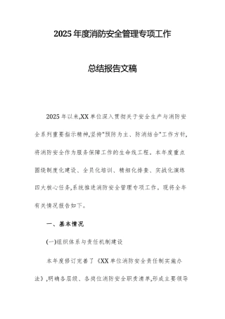 2025年度消防安全管理专项工作总结报告文稿.docx