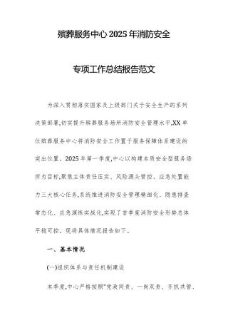 殡葬服务中心2025年消防安全专项工作总结报告范文.docx