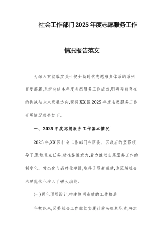 社会工作部门2025年度志愿服务工作情况报告范文.docx