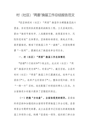 村（社区）“两委”换届工作总结报告范文.docx