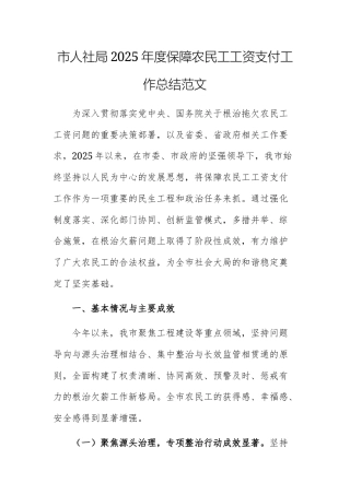 人社2025年度保障农民工工资支付工作总结范文.docx