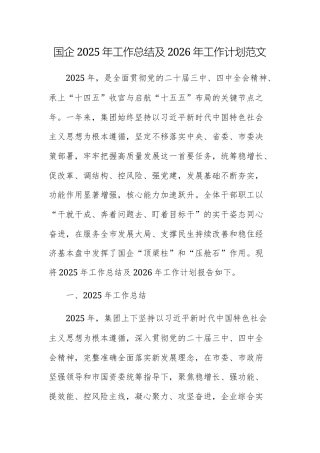 国企2025年工作总结及2026年工作计划范文.docx