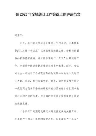 在2025年统计工作会议上的讲话范文.docx