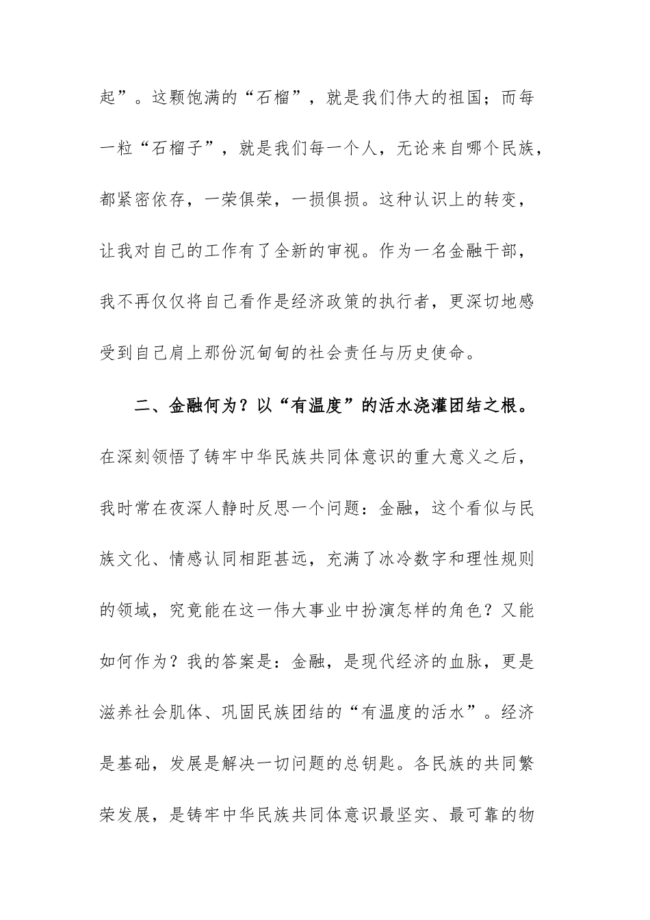 2025年金融办干部在铸牢中华民族共同体意识专题研讨会上的发言材料文稿.docx_第3页