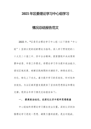 2025年理论学习中心组学习情况总结报告范文.docx