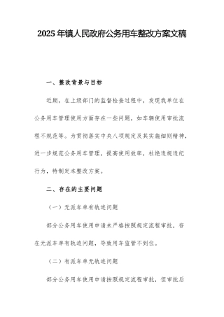 2025年机关公务用车整改方案文稿.docx