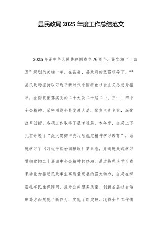 县民政局2025年度工作总结范文.docx