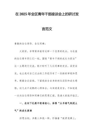 领导在2025年青年干部座谈会上的研讨发言范文.docx