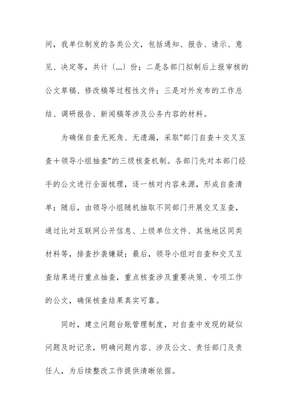 2025年公文抄袭问题自查自纠情况的报告范文供参考.docx_第3页