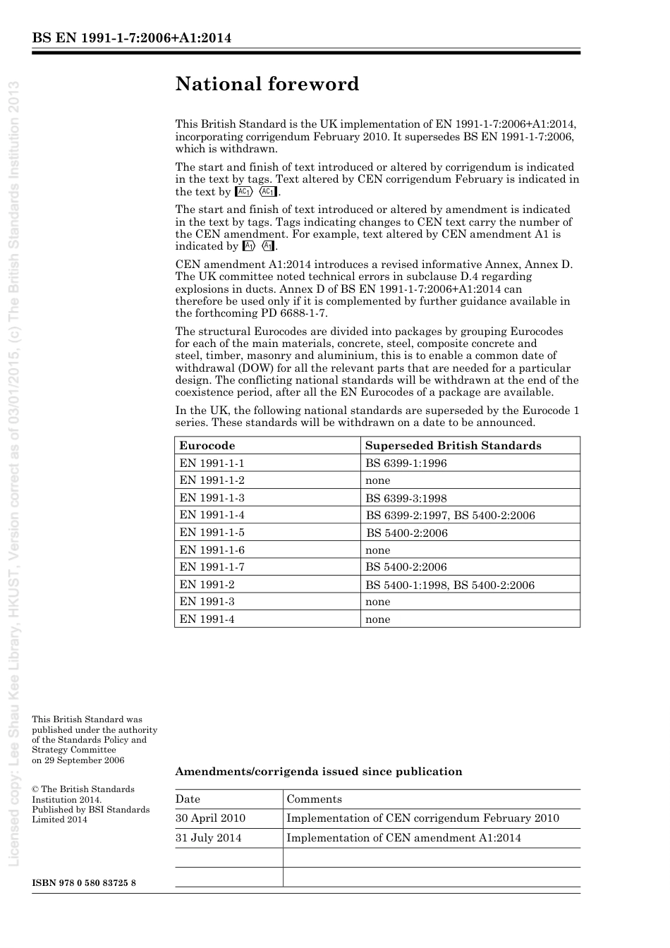 [BS EN 1991-1-7-2006+A1-2014] -- Eurocode 1. Actions on structures. General actions.pdf_第2页