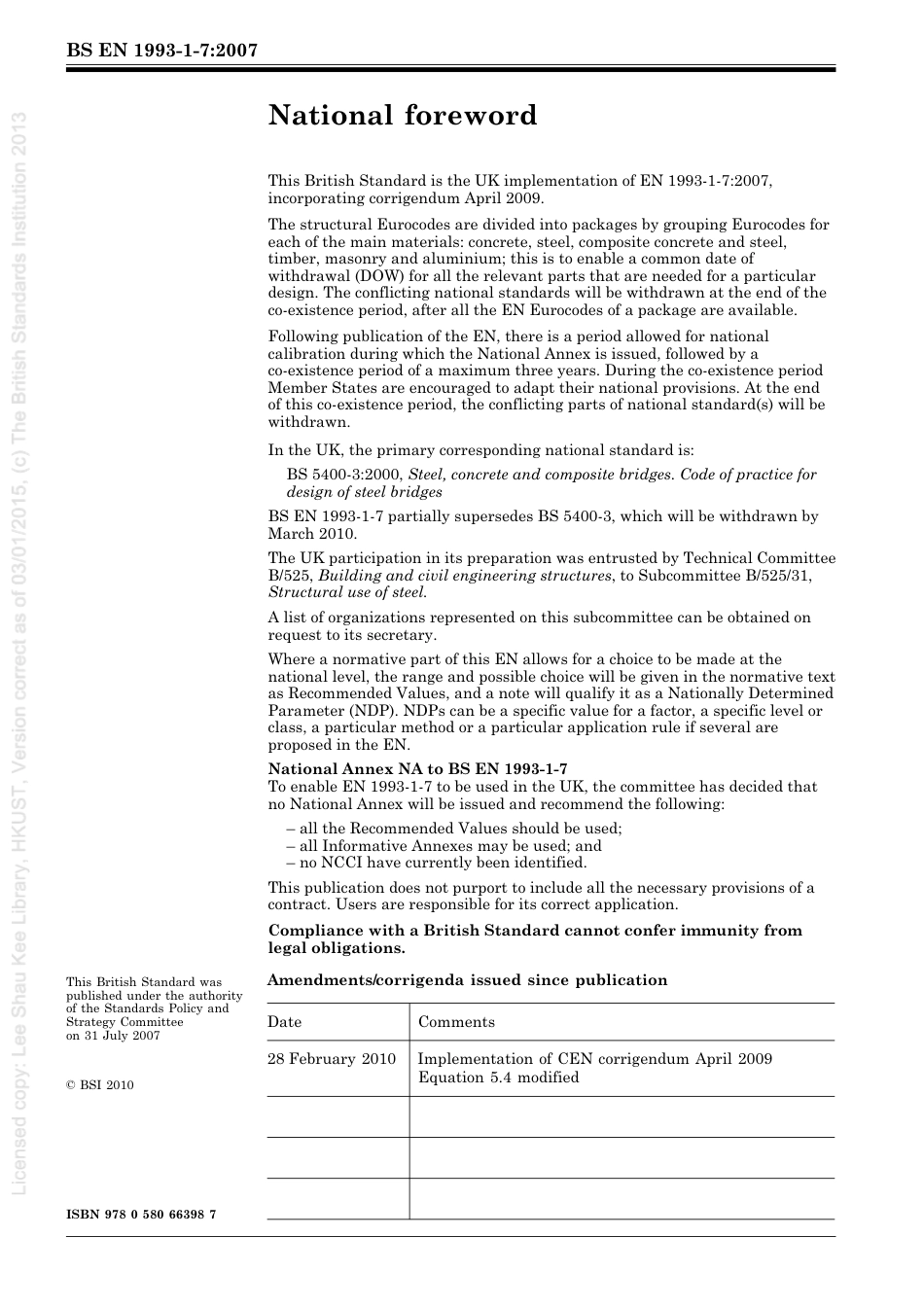 [BS EN 1993-1-7-2007] -- Eurocode 3. Design of steel structures. Plated structures subject to out of plane loading.pdf_第2页