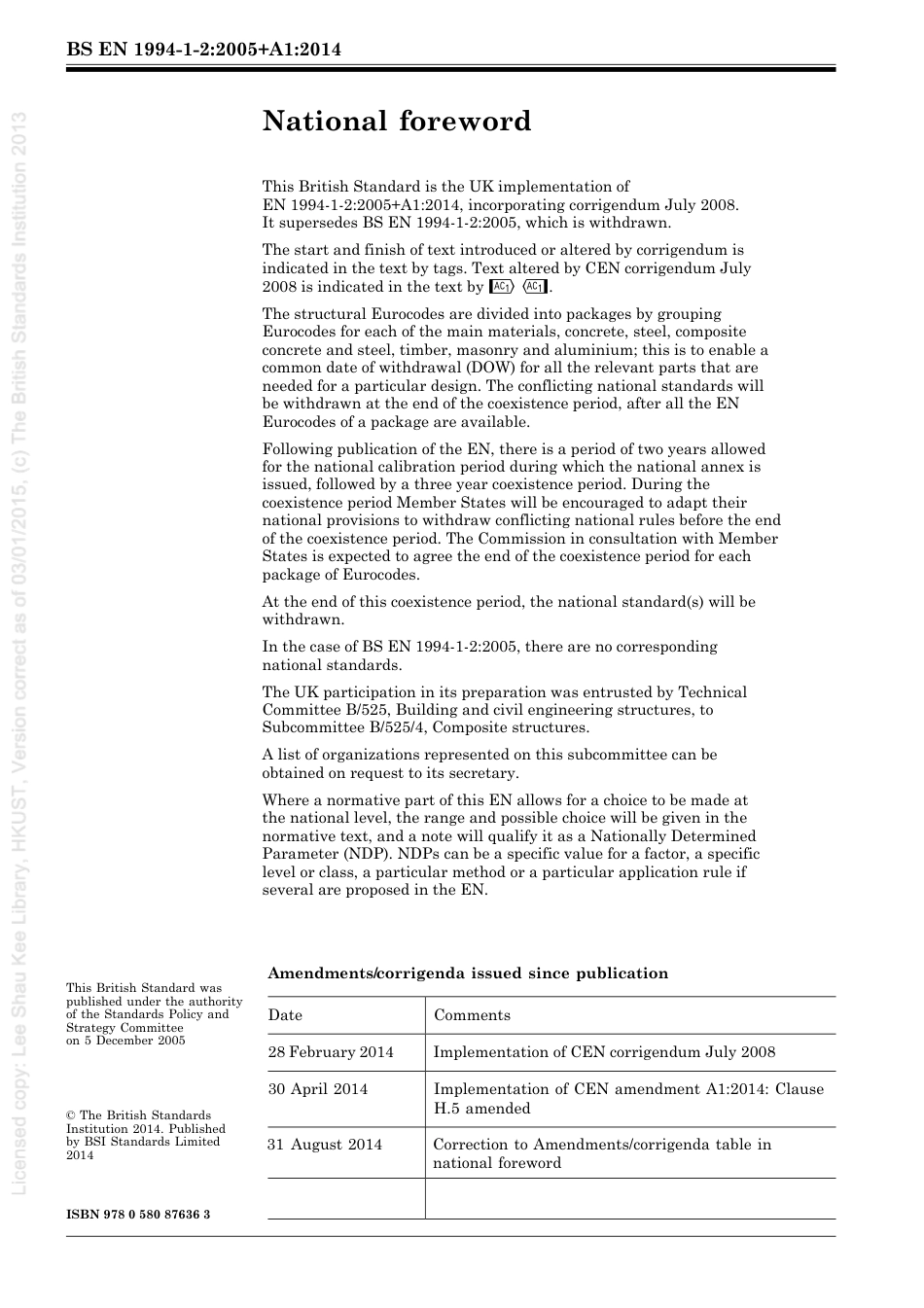 [BS EN 1994-1-2-2005+A1-2014] -- Eurocode 4. Design of composite steel and concrete structures. General rules. Structural fire design.pdf_第2页