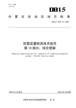 DB15-T 500.13—2025防雷装置检测技术规范 第13部分：综合管廊.pdf