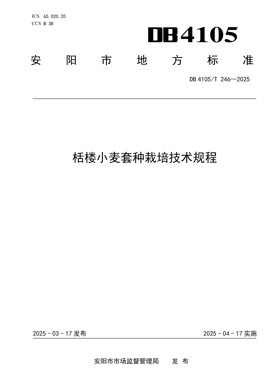 DB4105-T 246—2025栝楼小麦套种栽培技术规程.pdf_第1页