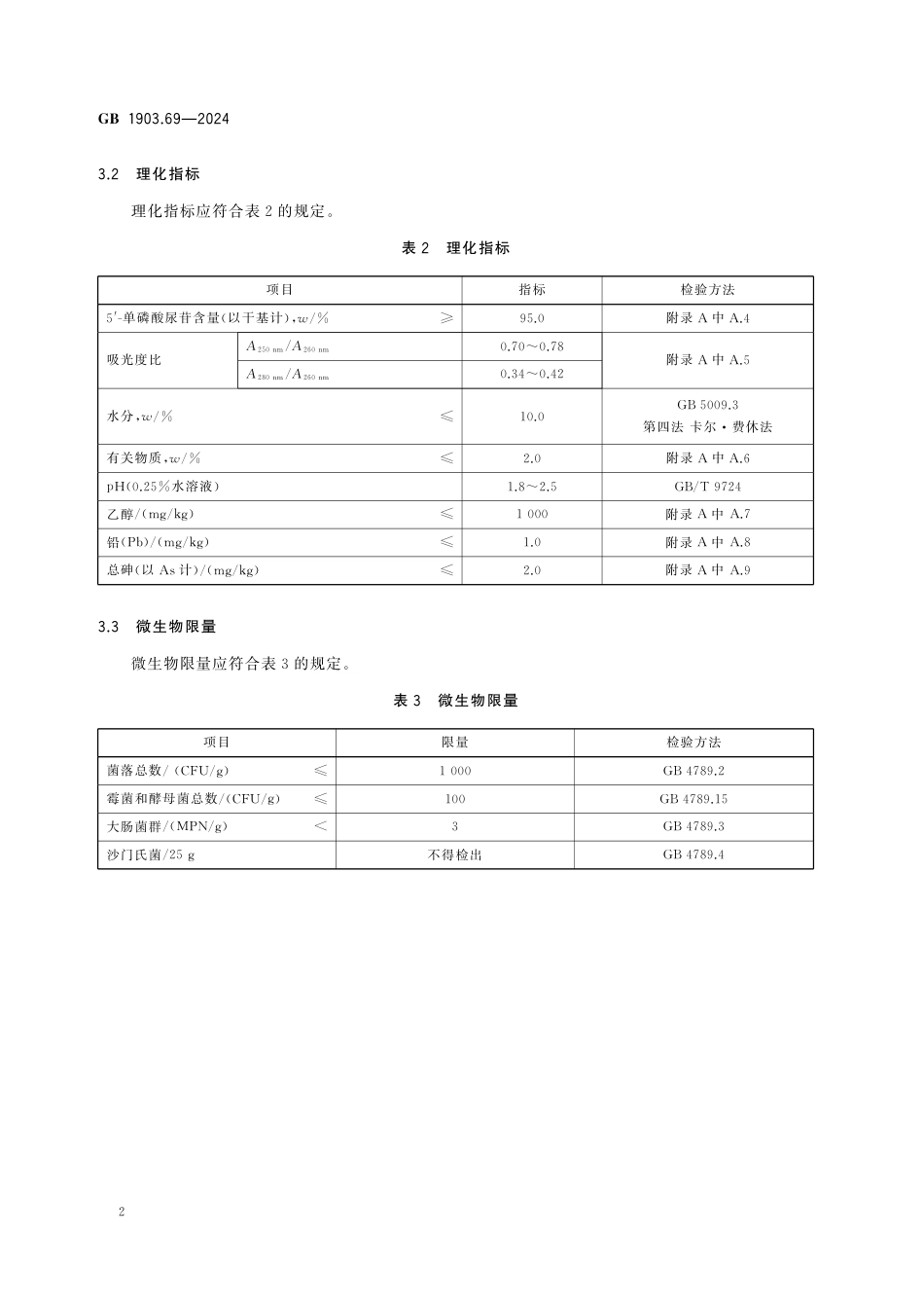 GB 1903.69-2024 食品安全国家标准 食品营养强化剂 5'-单磷酸尿苷.pdf_第3页