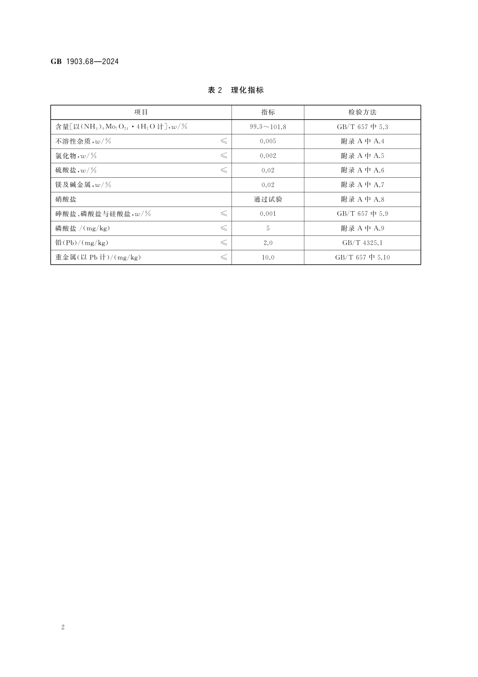 GB 1903.68-2024 食品安全国家标准 食品营养强化剂 钼酸铵.pdf_第3页