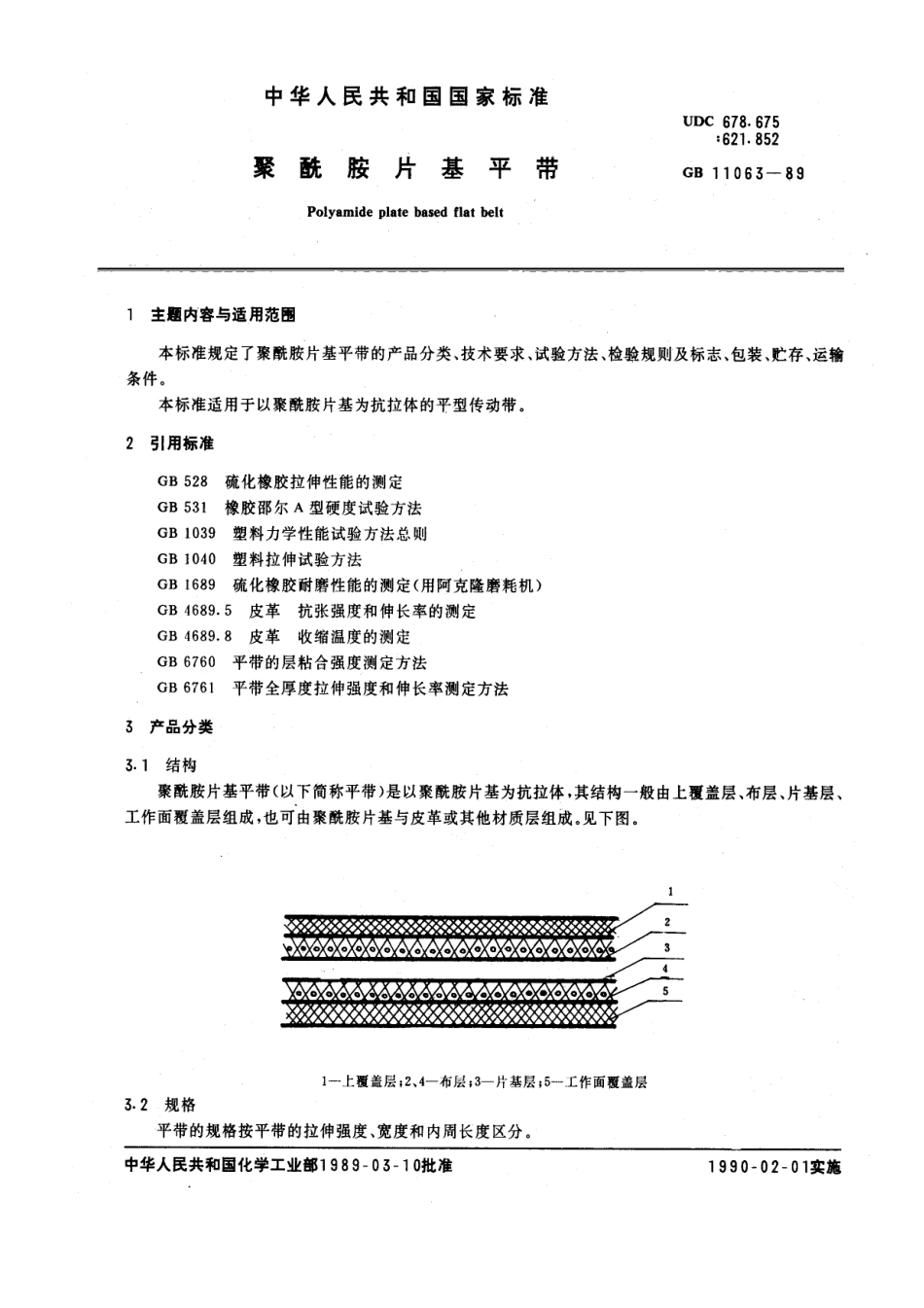 GBT 11063-1989 聚酰胺片基平带.pdf_第1页